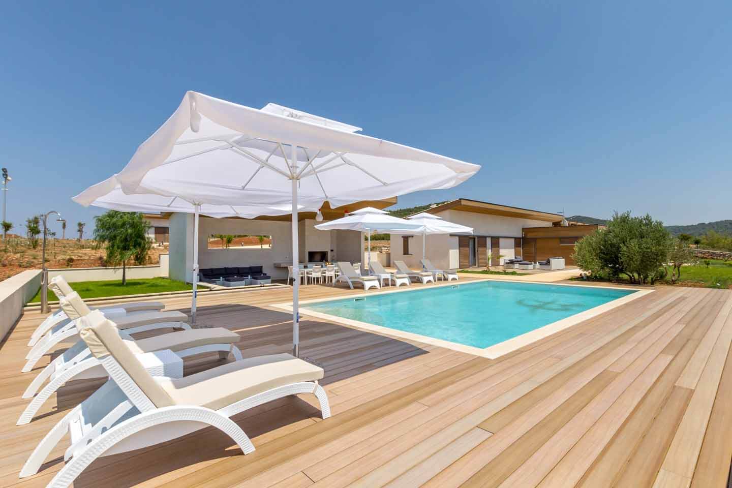 Luxury Villa Hvar estate pool side lounging