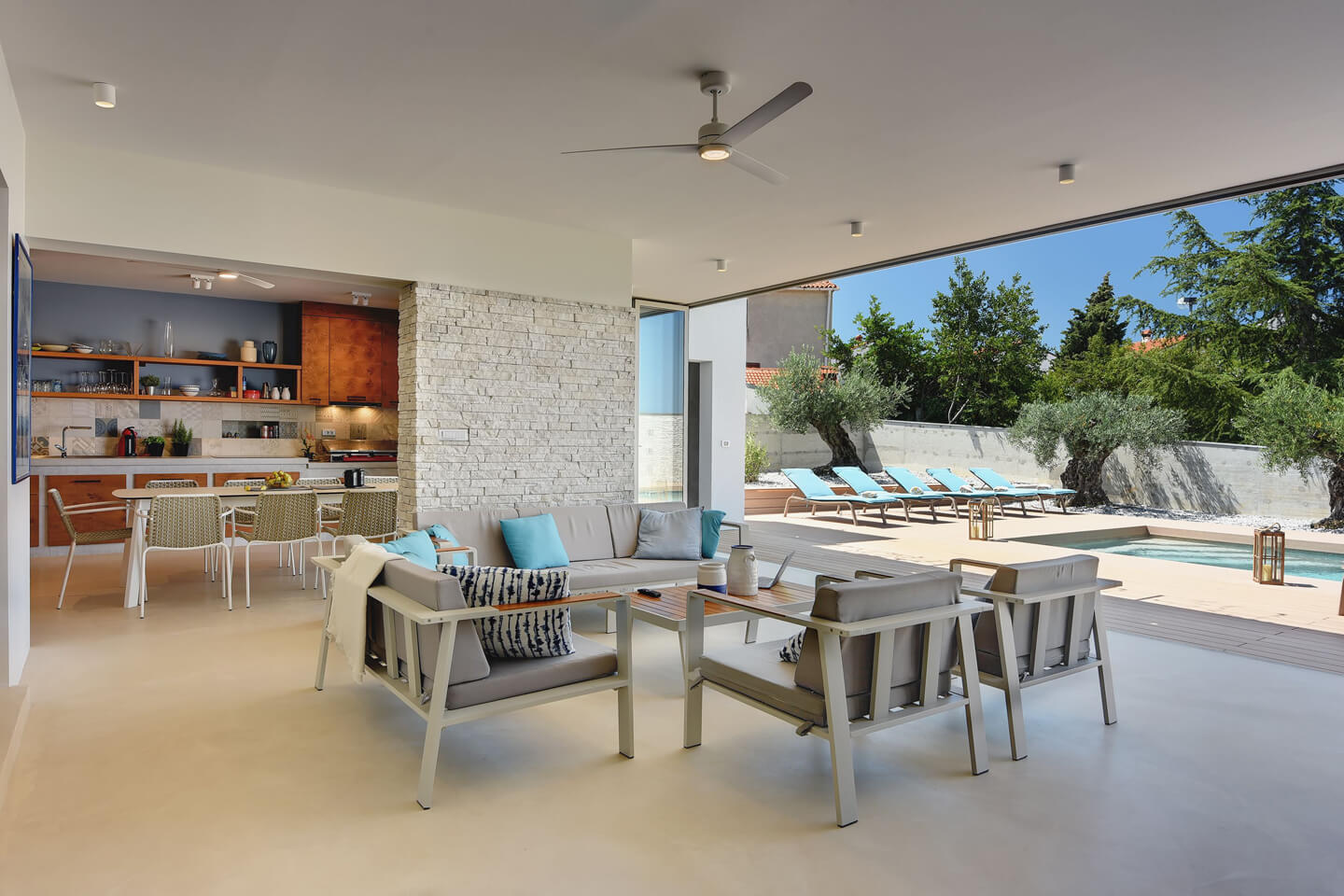 Open air kitchen and living space