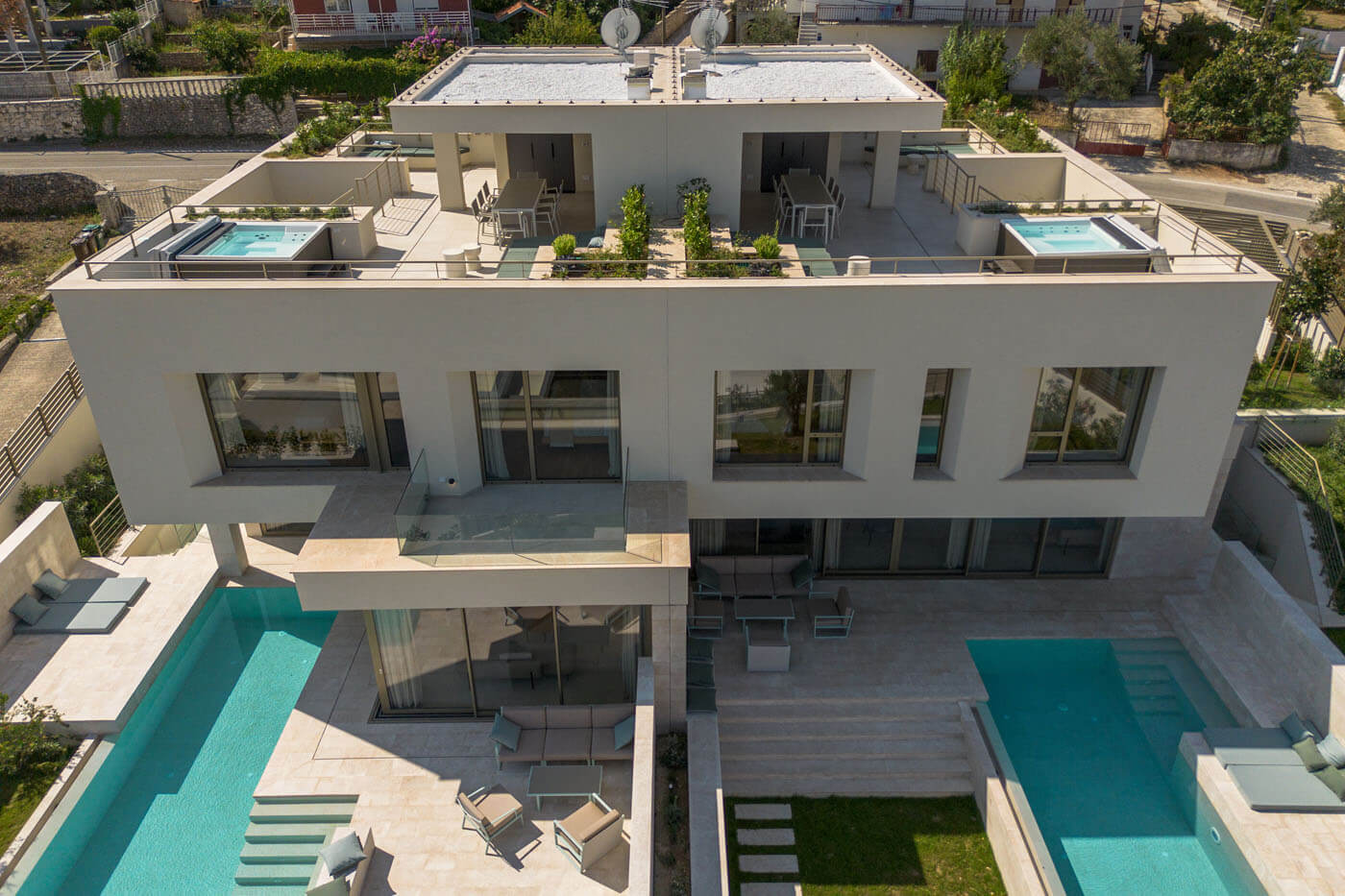 The roof terrace on the left