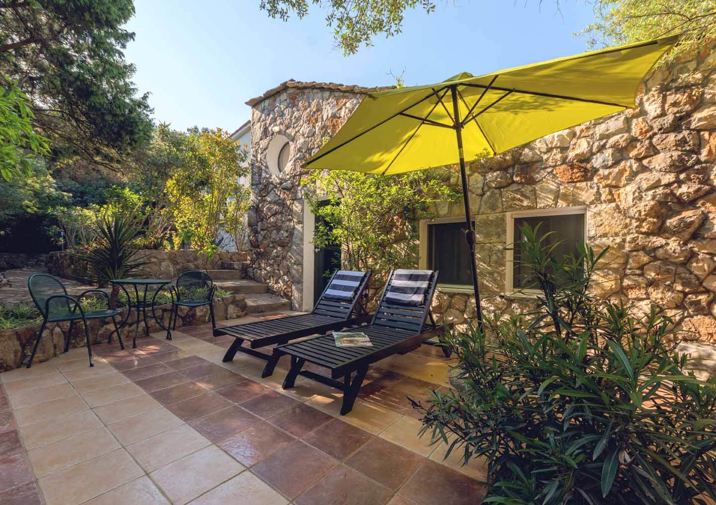 Garden terrace with loungers