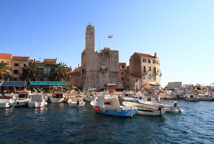 Komiza castle on the harbour front 