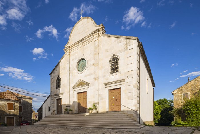 Church facade in Oprtalj