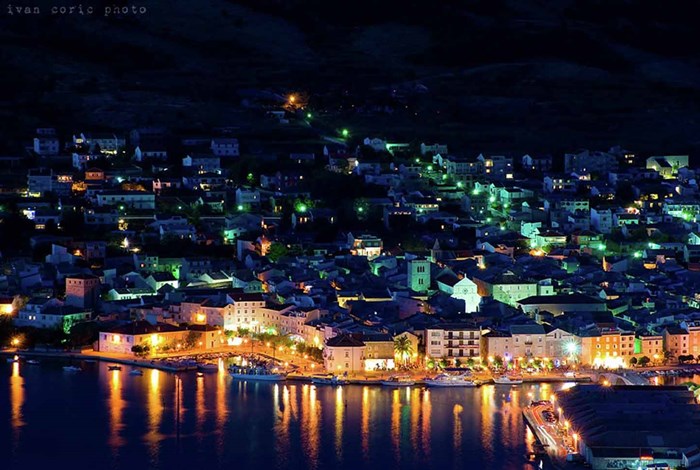 Pag town at night