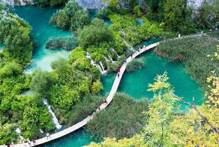 Walkway through Plitvice lakes