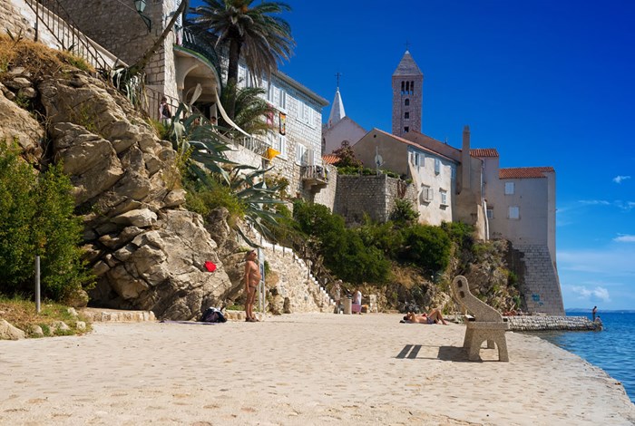 Sea front promenade below Rab town 