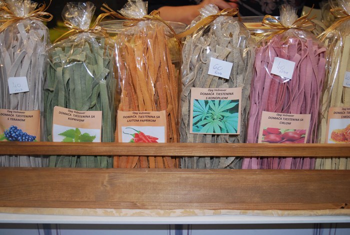 Istrian pasta displayed at a food festival