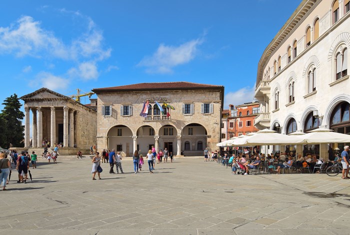 The Forum in Pula - Roman buildings and a great place for a coffee 