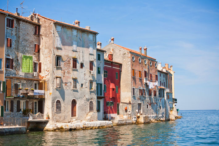 Rovinj old houses on the waterfront