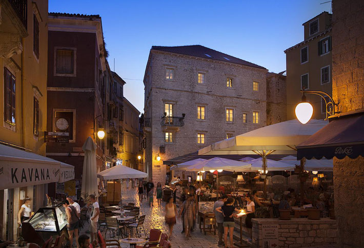 Square in Sibenik at dusk