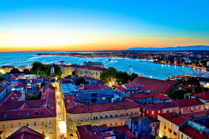 Zadar from above at night